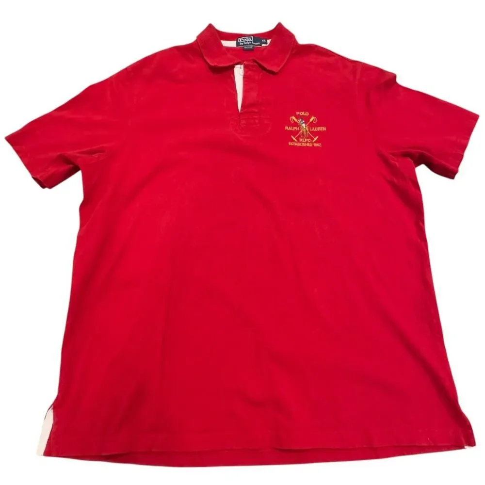 Polo Ralph Lauren RLPC Club Big Pony Men's Polo Shirt X-Large Orange Cotton Knit